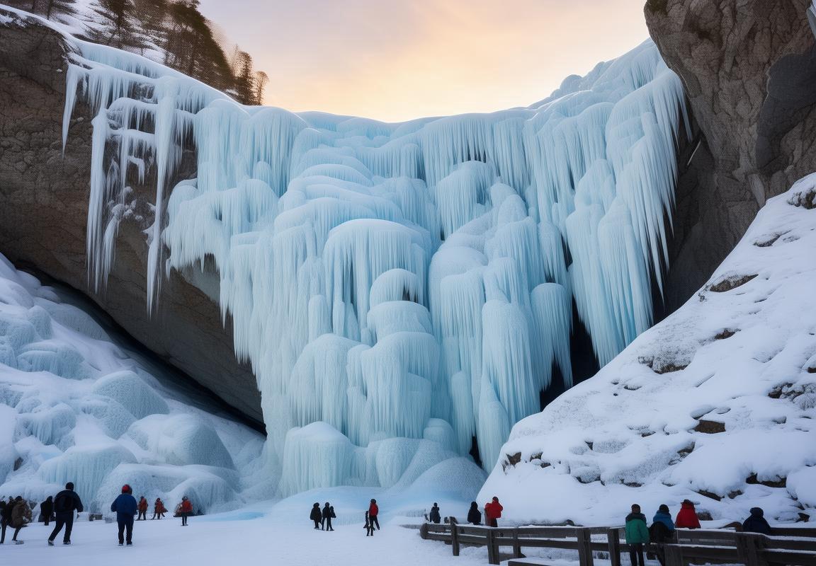 网红冰瀑布冰柱掉落体验：冬季旅游必游奇观