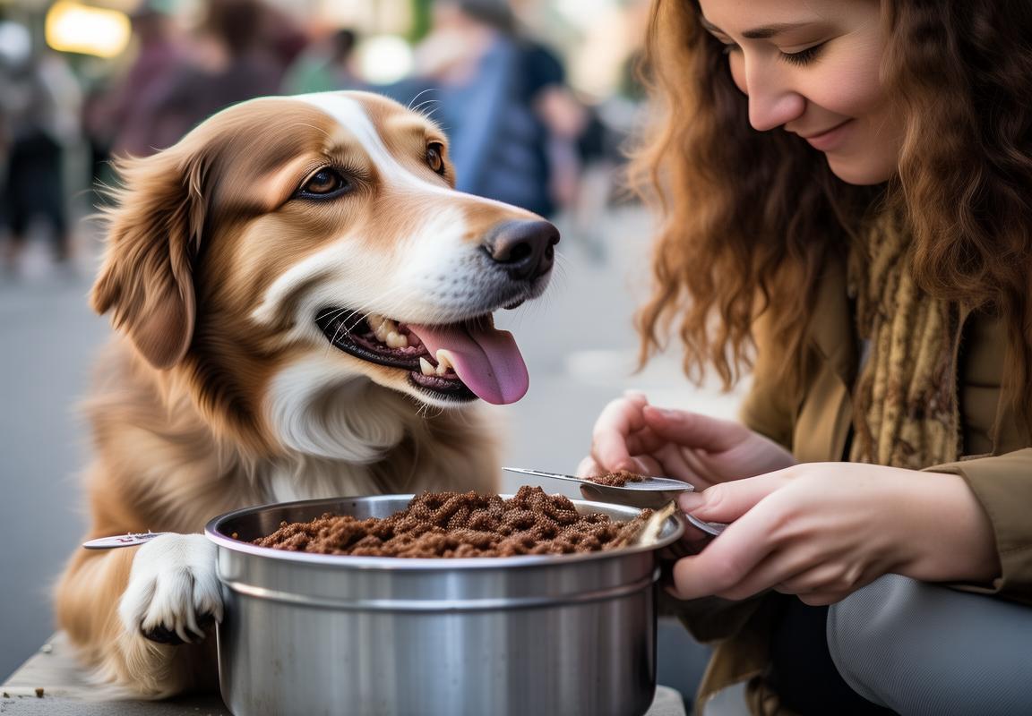 女子用公共餐具喂狗，传递文明与开心，倡导文明养犬