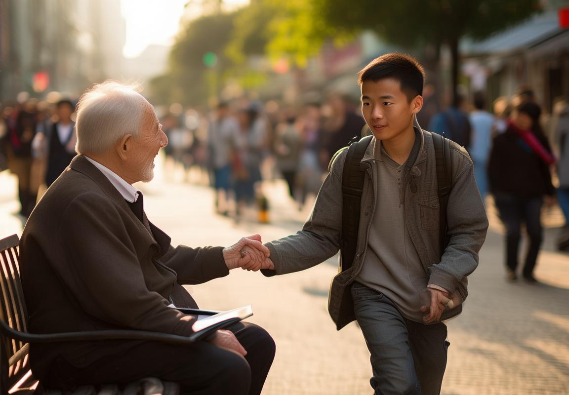 脑瘫患者街头握手：挑战中的梦想与惊喜