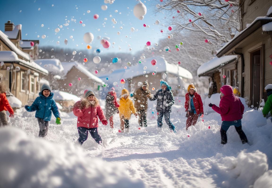 冬日街头欢乐推雪球，我们一起畅玩雪球游戏