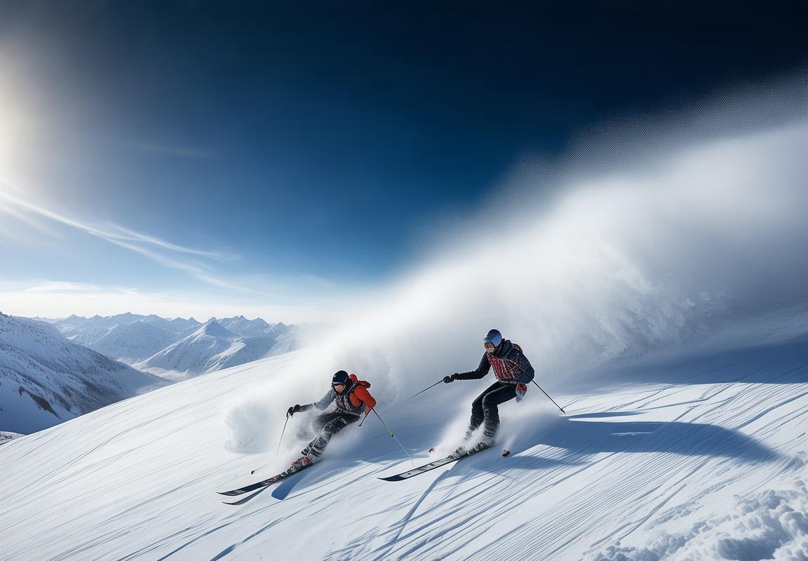 极限滑雪者挑战极限，追逐梦想的激情之旅