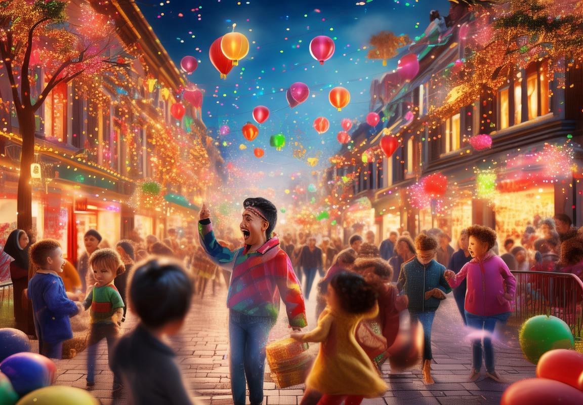 欢乐节日街头：梦想惊喜，家庭温馨时光，民俗活动盛宴