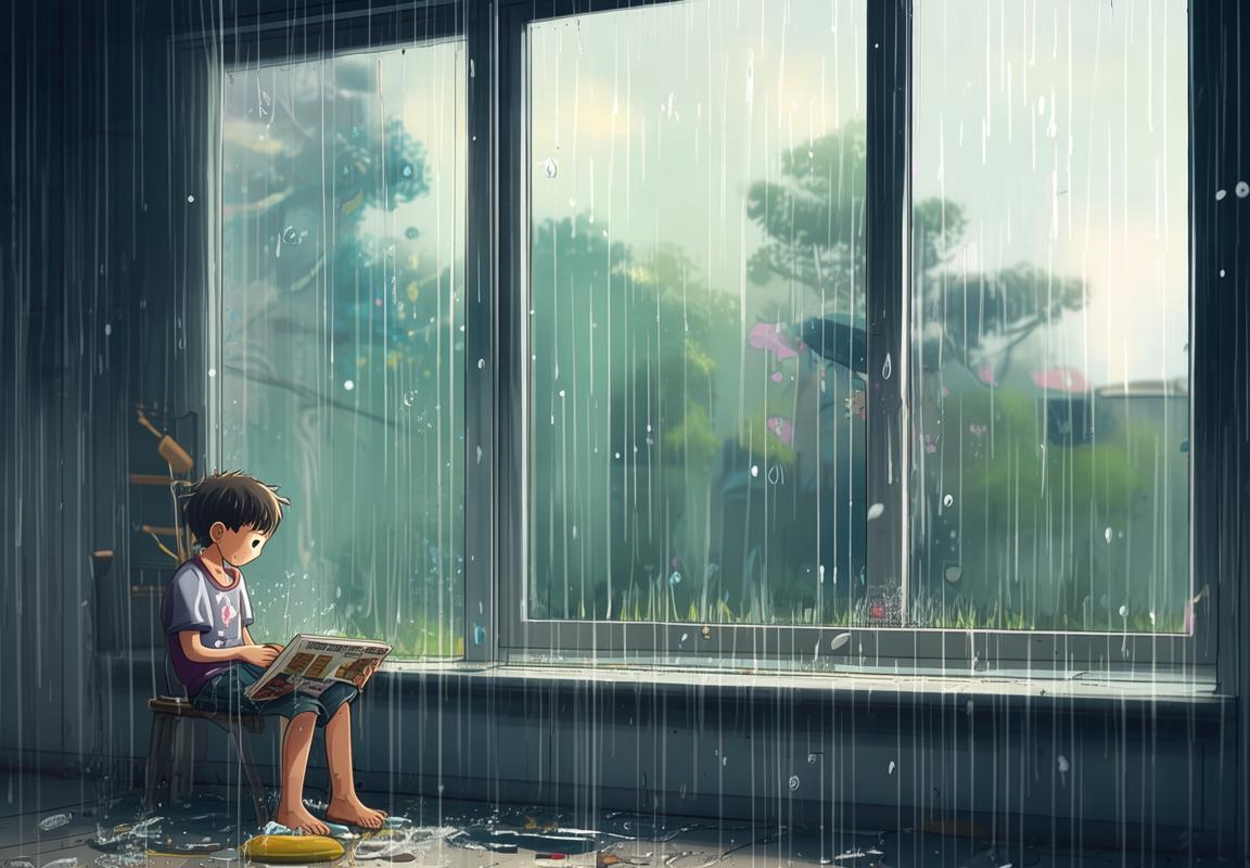 蜡笔小新悠然自得暴雨中的欢乐时光